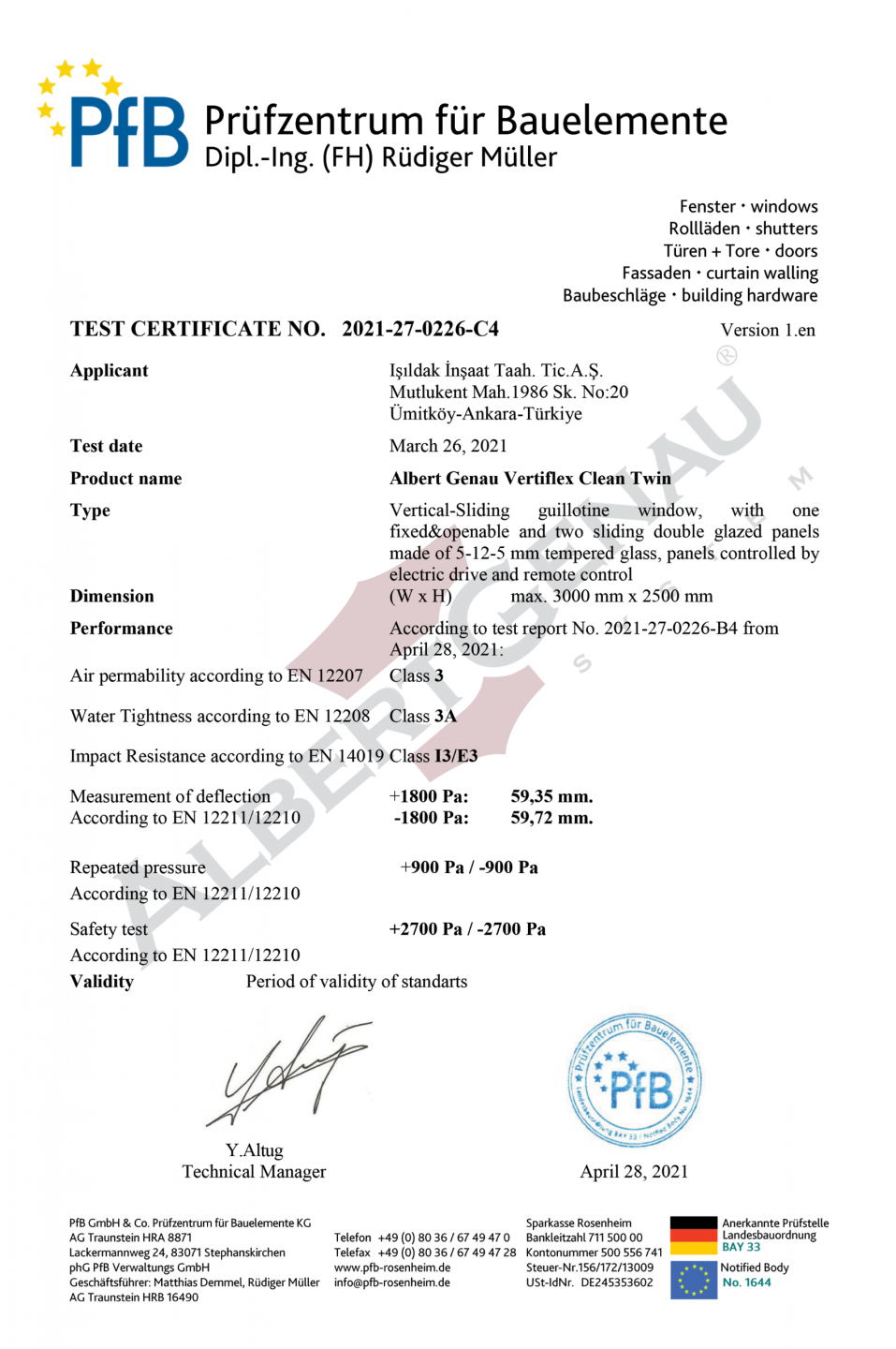 Vertiflex All Clean PfBTest