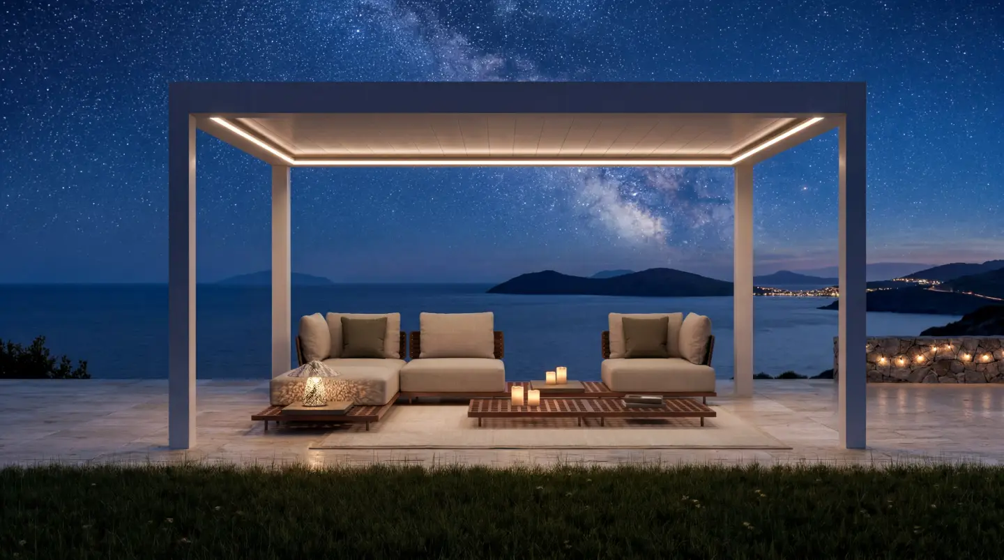 Albert Genau BioFlex Harmony bioklimatik pergola aydınlatması